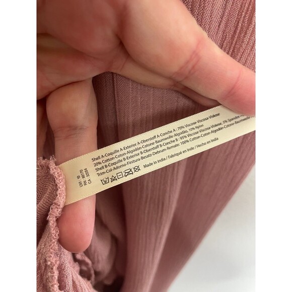 Free People Small One Adella Slip Mini Dress Rose Crochet Lace Tiered Ruffle NWT - Picture 14 of 15